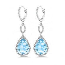 Load image into Gallery viewer, Pear Cut Gemstone Pav’e Dangling Earrings