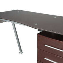 Load image into Gallery viewer, Tempered Glass Top Computer Desk with Storage