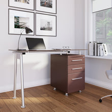 Load image into Gallery viewer, Tempered Glass Top Computer Desk with Storage