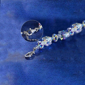 10Ct Aurora Borealis Cube & Sphere Adjustable Bracelet w/ Swarovski Crystals