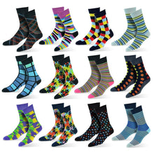 Load image into Gallery viewer, 12-Pack: Cotton Fashion Patterned Men&#39;s Socks
