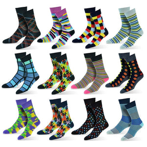 12-Pack: Cotton Fashion Patterned Men's Socks