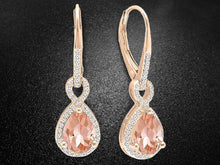 Load image into Gallery viewer, 14K Gold 3.00 CTTW Morganite Dangling Inception Twisted Earrings
