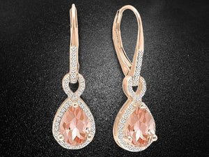 14K Gold 3.00 CTTW Morganite Dangling Inception Twisted Earrings