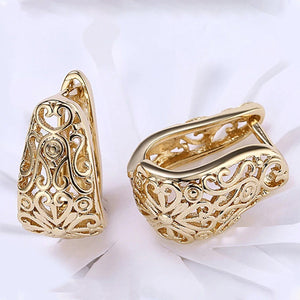 14K Gold Plating Filigree Laser Cut Clip On Earrings