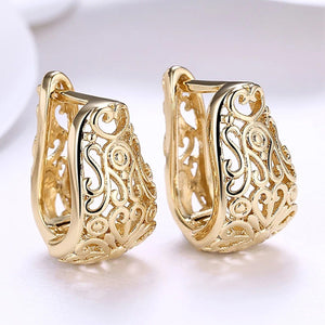 14K Gold Plating Filigree Laser Cut Clip On Earrings