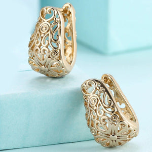 14K Gold Plating Filigree Laser Cut Clip On Earrings