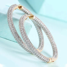 Load image into Gallery viewer, 14K Gold Plating London Inspired Swarovski Elements Pav&#39;e Circular Hoop Earrings
