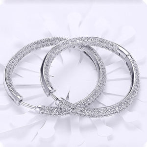 14K Gold Plating London Inspired Swarovski Elements Pav'e Circular Hoop Earrings