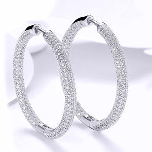 14K Gold Plating London Inspired Swarovski Elements Pav'e Circular Hoop Earrings