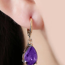 Load image into Gallery viewer, 14K Gold Plating Sleek Swarovski Elements Pear Cut Drop Earrings
