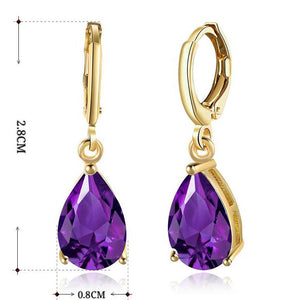 14K Gold Plating Sleek Swarovski Elements Pear Cut Drop Earrings