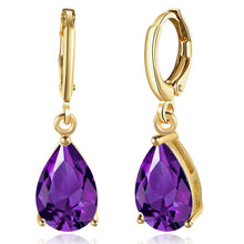 Load image into Gallery viewer, 14K Gold Plating Sleek Swarovski Elements Pear Cut Drop Earrings
