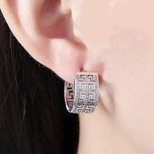 Load image into Gallery viewer, 14K Gold Plating Swarovski Elements Pav&#39;e Laser Cut Celtic Design Hinge Earrings
