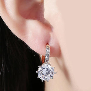 14K Gold Plating Swarovski Elements Starburst Design Lever Back Earrings