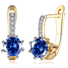 Load image into Gallery viewer, 14K Gold Plating Swarovski Elements Starburst Leverback Pav&#39;e Clip On Earrings
