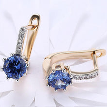 Load image into Gallery viewer, 14K Gold Plating Swarovski Elements Starburst Leverback Pav&#39;e Clip On Earrings
