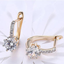 Load image into Gallery viewer, 14K Gold Plating Swarovski Elements Starburst Leverback Pav&#39;e Clip On Earrings
