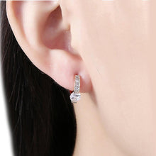 Load image into Gallery viewer, 14K Gold Plating White Swarovski Elements Pav&#39;e Harp Shaped Clip On Earrings
