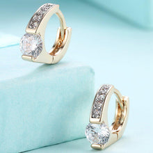 Load image into Gallery viewer, 14K Gold Plating White Swarovski Elements Pav&#39;e Harp Shaped Clip On Earrings
