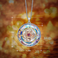 Load image into Gallery viewer, 14K White Gold Plated Floral Design Circular Pendant Necklace
