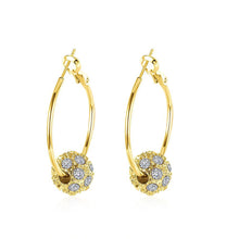 Load image into Gallery viewer, 18K Gold Plated Pave Ball Hoop Earring Swarovski Crystals
