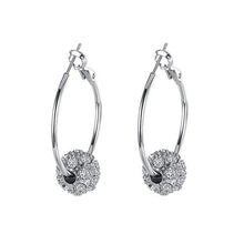 Load image into Gallery viewer, 18K Gold Plated Pave Ball Hoop Earring Swarovski Crystals
