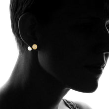 Load image into Gallery viewer, 18K Gold Plated Pearl and Swarovski Crystal Ball Front-Back Earrings
