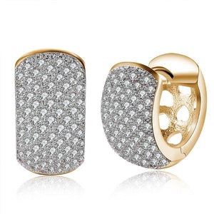 18K Gold Swarovski Crystal Micro Pav'e Thick Cut Round Huggies Set