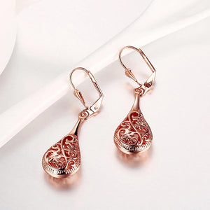 18K Rose-Gold Plated Bohemian Laser Cut Drop Earrings