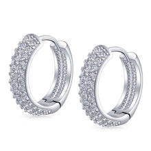 Load image into Gallery viewer, 18K White Gold Micro Pave Petite Huggie Earrings
