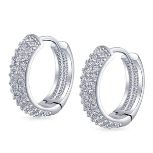 18K White Gold Micro Pave Petite Huggie Earrings