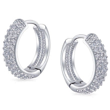 Load image into Gallery viewer, 18K White Gold Micro Pave Petite Huggie Earrings
