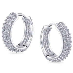 18K White Gold Micro Pave Petite Huggie Earrings