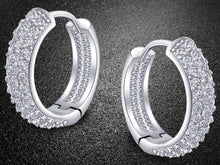 Load image into Gallery viewer, 18K White Gold Micro Pave Petite Huggie Earrings
