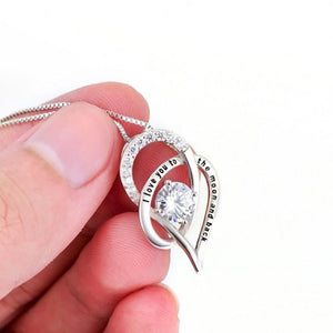 18K White Gold Swarovski Crystal "I Love You To The Moon and Back" Necklace