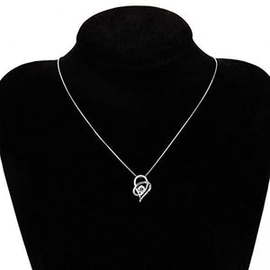 18K White Gold Swarovski Crystal "I Love You To The Moon and Back" Necklace