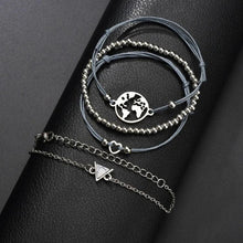 Load image into Gallery viewer, 4-Piece: White Marble Pyramid Filigree World Bracelet Set
