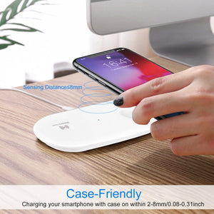 2-in-1 10W Qi Wireless Charging Pad