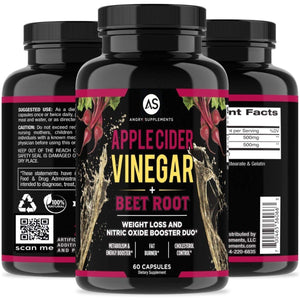 2-Pack: Angry Supplements Apple Cider Vinegar + Beetroot and Turmeric & Ginger Capsules