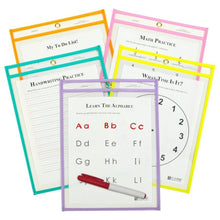 Load image into Gallery viewer, 25-Pack: Reusable Dry Erase Pockets - Assorted Colors
