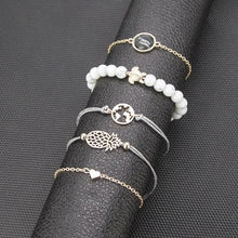 Load image into Gallery viewer, 5-Piece Set: Pineapple Express Black Marble Bracelet Set
