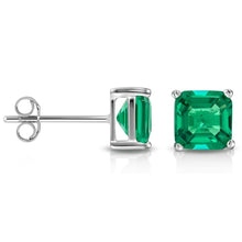 Load image into Gallery viewer, 2CTW Created Emerald Asscher Cut Stud Earrings by MUIBLU Gems
