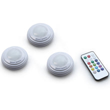 Load image into Gallery viewer, 3-Pack: Bright Basics Color Changing Wireless LED Puck Lights w/ Remote Control
