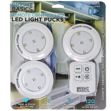 Load image into Gallery viewer, 3-Pack: Bright Basics Ultra Thin Wireless LED Puck Lights with Remote Control
