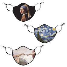 Load image into Gallery viewer, 3-Pack: Famous Art Paintings Reusable and Washable 2-Layer Non-Medical Face Mask
