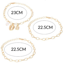 Load image into Gallery viewer, 3-Piece Set: Chunky Sea Shell Pendants in 14K Gold Plating Bracelet
