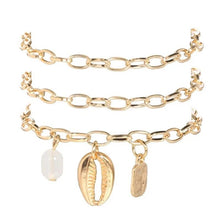 Load image into Gallery viewer, 3-Piece Set: Chunky Sea Shell Pendants in 14K Gold Plating Bracelet
