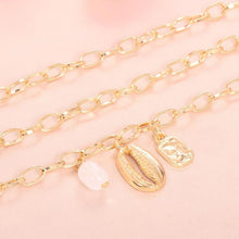 Load image into Gallery viewer, 3-Piece Set: Chunky Sea Shell Pendants in 14K Gold Plating Bracelet
