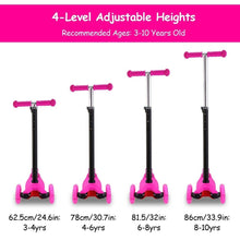 Load image into Gallery viewer, 3-Wheeled LEDs Kick Scooter for Kids Flashing Scooter Adjustable Height
